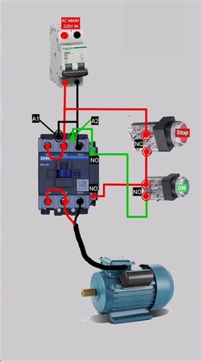 DOL Starter Wiring Diagram for Single Phase Motor.#shorts #electrical #DOLStarter