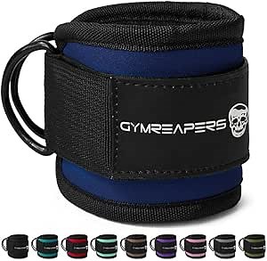 Gymreapers Ankle Straps For Cable Machine Kickbacks, Glute Workouts, Lower Body Exercises - Adjustable Leg Straps with Neoprene Padding