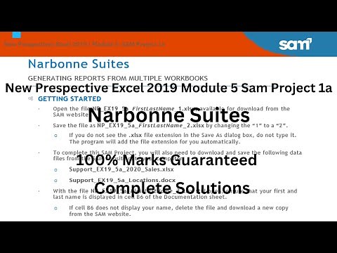 Excel Module 5 SAM Project 1a || NARBONNE SUITES || NP_EX19_5A || Complete Solution || Part-1