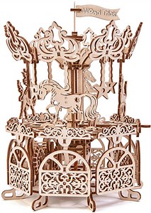 Wooden Carousel Horse Toy, Merry-Go-Round Toy Rotating Mechanical Model - 3D Wooden Puzzle, - Dutchman's Store