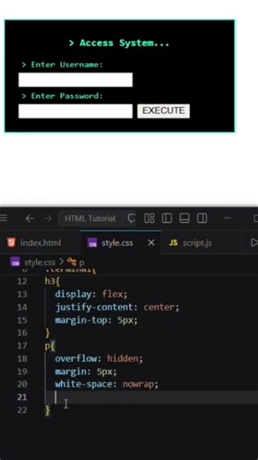 CSS Access System Login ⚡💻 | Hacker Style UI | HTML & CSS #coding #shorts #css