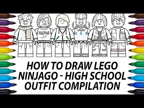 How to draw Lego Ninjago Movie minifigures - High School Outfit compilation