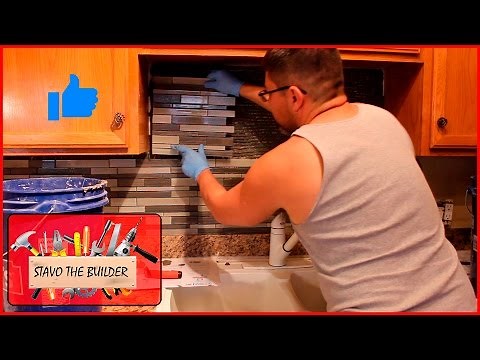 How to install a kitchen backsplash (glass mosaic) - Backsplash tile installation