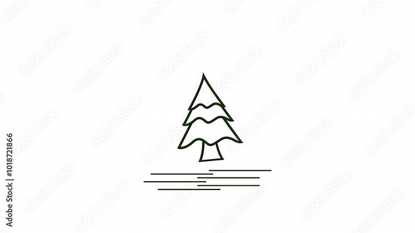 pine tree icon animation video spruce tree, forest wood cartoon animation infinite loop