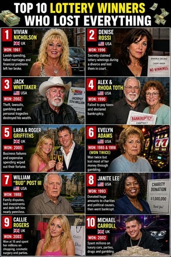The ultimate lottery curse. 💰📉 10 winners who had it all and lost it all.