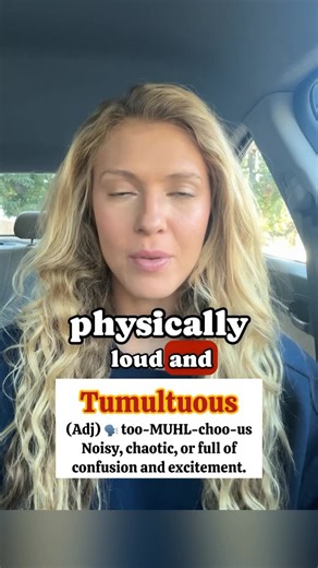 Celebs Teach English on Instagram: "🎬 Andrea (AI) explains: Tumultuous “Tumultuous means full of chaos, noise, or emotional turbulence. You’d call a wild concert crowd or a stormy relationship tumultuous — loud, unpredictable, and intense.” #Tumultuous #Andrea #CelebsTeachEnglish #EnglishWithCelebs #WordOfTheDay #LearnEnglish #FluentEnglish #SpokenEnglish #VocabularyBoost #AI"