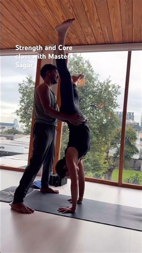 Middle split to handstand ( open the legs)then comes back to middle split