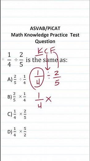 ASVAB/PiCAT Math Knowledge Practice Test Question: Dividing Fractions #acetheasvab with #grammarhero