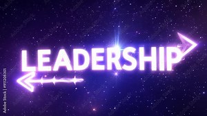 Leadership word with arrows in space symbolizing guidance, direction, and inspiration