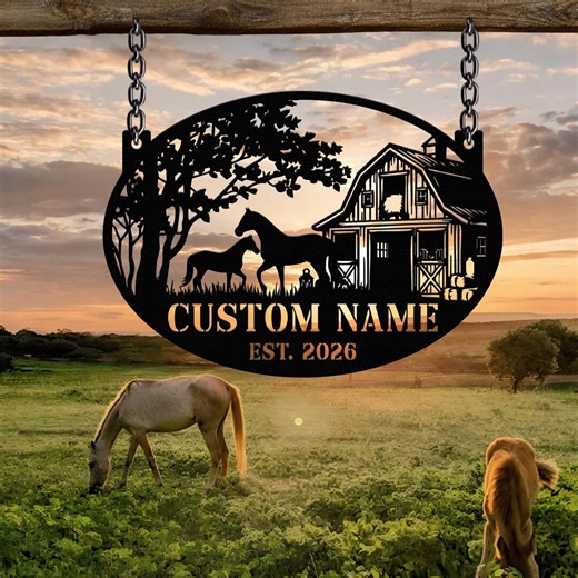 Personalized Horse Barn Metal Sign – Custom Ranch Name, Farm Decor - Etsy