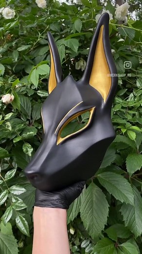 Egyptian Anubis mask, ancient Egypt god 🖤 You can wear it or hang on the wall #Handmademask and hand painted. Do you like new mask? #egyptianmask #anubistattoo #anubismask #anubiscosplay