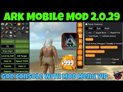 Ark Mobile 2.0.29 Mod Menu + God || Mod🔥Unlimited Amber 💸 No Password🔓