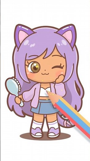 Draw Cute Aphmau Cat Girl! 💜🐱 #aphmau #howtodraw #kawaii