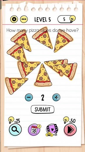 Brain Test Level 5 How many pizza slides do we have #braintest #braintestsolution #braintestlevel5