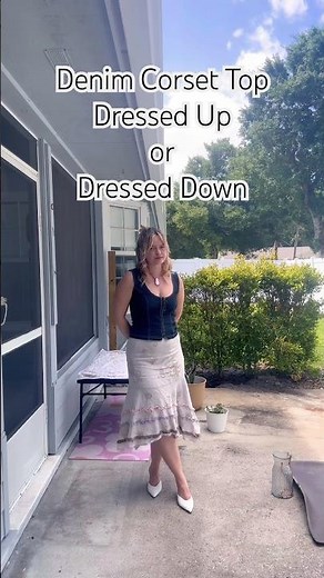🌸denim corset top dressed up or down🤍 #denimtop #howtostyle #outfitideas #outfitinspo