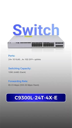 Cisco C9300L-24T-4X-E, 24-Port Enterprise Switch with 10G Uplinks #cisco #switch #networking #fyp