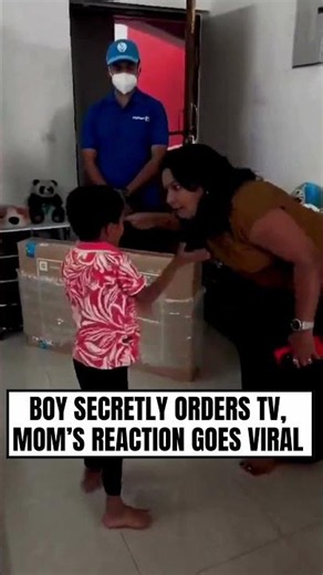 #Viral Kid Secretly Orders TV; Mom's Reaction Goes Viral #viralvideo #shorts