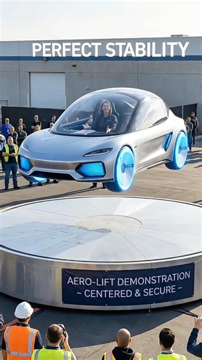 “Watch This Hover Car Lift & Stop Perfectly — Real Demo with Female Pilot!” 🤯🚔✨#automobile
