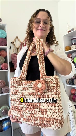 Large and stylish crocheted bag / Double-stranded yarn #crochetbags #crochettutorial