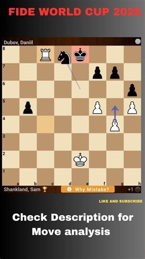 SAM SHANKLAND VS DANIEL DUBOV | FIDE WORLD CUP 2025 #fideworldcup2025 #chess #shortsvideo