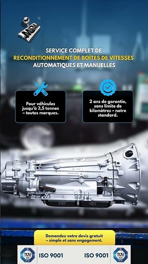 Réparation de boîtes de vitesses : 2 ans de garantie sans limite de km !