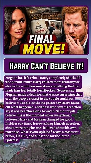 JUST NOW: Meghan's Final Move Leaves Prince Harry in Total Shock