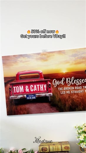 God blessed the broken road, He led me straight to YOU 💖 #valentinesgift #couple #giftforher #giftsforhim #customgifts #canvas