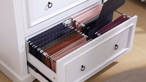 SEDETA 2 Drawer File Cabinet, Filing Cabinet Fits Letter, Legal, A4 Size, Farmhouse Wood File Cabinets for Home Office, Wood Lateral File Cabinet with Printer Stand, Storage Shelf, Brown