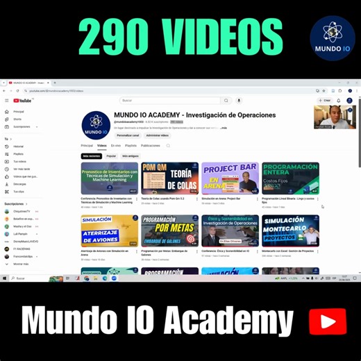 Llegamos a los 290 videos en nuestro canal Mundo Io Academy. #mundoio #InvestigacióndeOperaciones #InvestigacionOperativa #InvestigaciónOperativa | MUNDO IO - Investigación de Operaciones