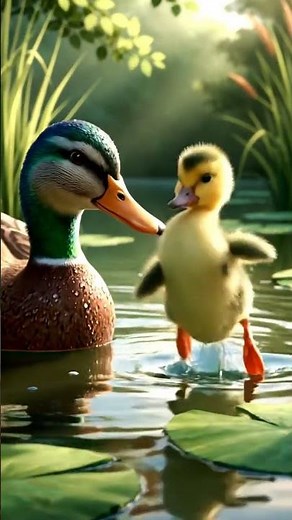 Little Duckling's Big Dive! 🦆🐚 #cuteanimals #ducklingadventures #anime