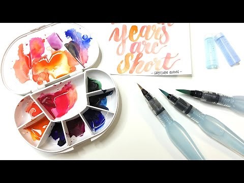How to Use the Pentel Aquash Water Brush Pen for Watercolor and Brush Lettering and Calligraphy