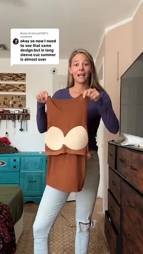 Say goodbye to bulky bras!  This ribbed long sleeves has a built-in bra for easy support and an ultra-flattering fit.  Soft, stretchy, and totally chic — yes, please! trust me, it’ll be your go-to everyday piece | Eva Store #13 | Facebook