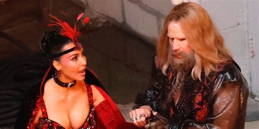 Why Is Kim Kardashian Dressed as a Vegas Showgirl on Set With Will Ferrell?