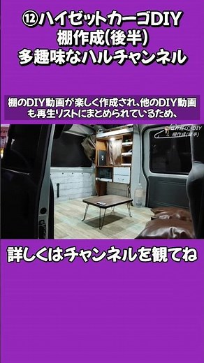⑫ハイゼットカーゴ【棚作成（後半）】車両に穴を開けずに工具無しで脱着可能な収納棚#キャンピングカー #車中泊 #軽バンdiy