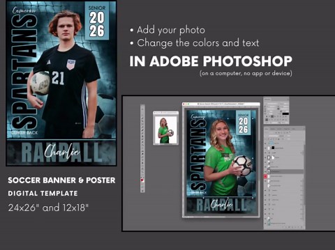 Soccer Banner & Poster Template 008: 2x3ft, 12x18" Photoshop PSD, Customizable (digital File Only) - Etsy