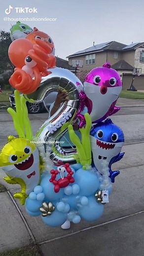 Baby Shark Balloon Bouquet Decorations for 2nd Birthday Party