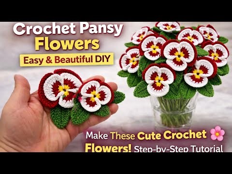 How to Crochet Pansy Flower 🌸 Easy Step-by-Step Tutorial for Beginners | DIY Crochet Flower
