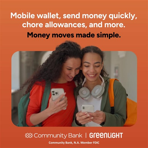 Greenlight makes back-to-school easy for the whole family. It's a debit card and money app for kids and teens that makes managing money simple, and it's free with a Community Bank account. | Community Bank, N.A.