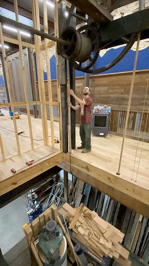 We just installed a “new to us” freight elevator and folks have questions about it. This elevator was made by the Otis Elevator Company. Their name is stenciled at least a dozen times on various components. This elevator is not original to our building, there was no type of lift at all in our place originally. We did modify the elevator a bit to better work in our space. The platform was originally 13 feet long and seven feet wide. We shortened it to 9 feet long. This elevator was found, still i
