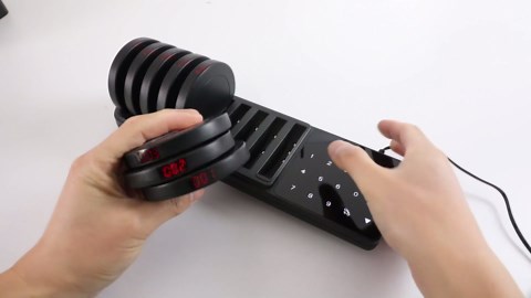 Restaurant Pager System, 10 Coaster Pagers, Wireless Beepers with Vibrate Flash Buzzer, Independent Quick Pairing Slot, for Food Truck Church Clinic Nursing Home Pub Bar