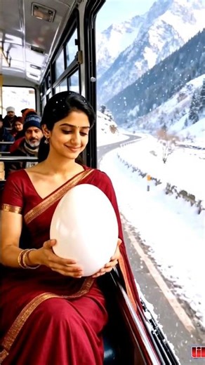A woman throws an egg from a bus into the snow #shorts #viral