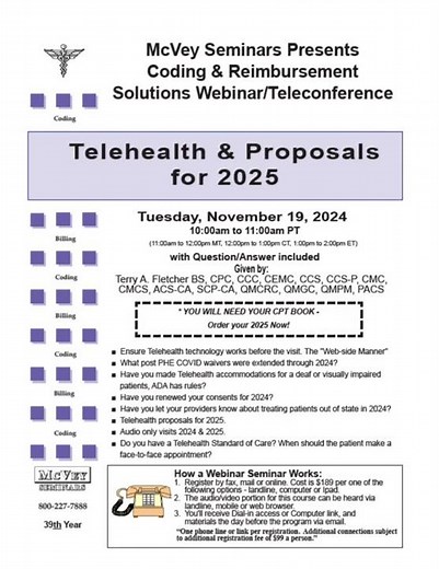 Telehealth 2025 - Live Webinar/Recording