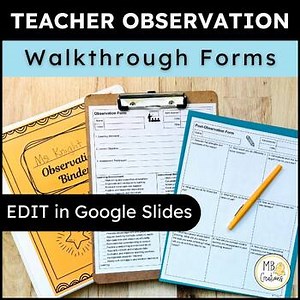 Principal Walkthrough Forms Editable Notes & Teacher Observation Sheet Template