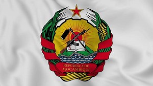 Baixar emblema nacional de Moçambique ou símbolo na bandeira. loop sem costura de vídeo 4k suave gratuitamente