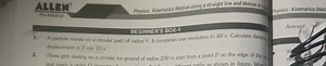 A particle moves on a circular path of radius 'r'. It completes... | Filo