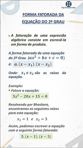 Equação do 2º Grau - Forma Fatorada #matematicaparaconcursos #matemáticaparaoenem