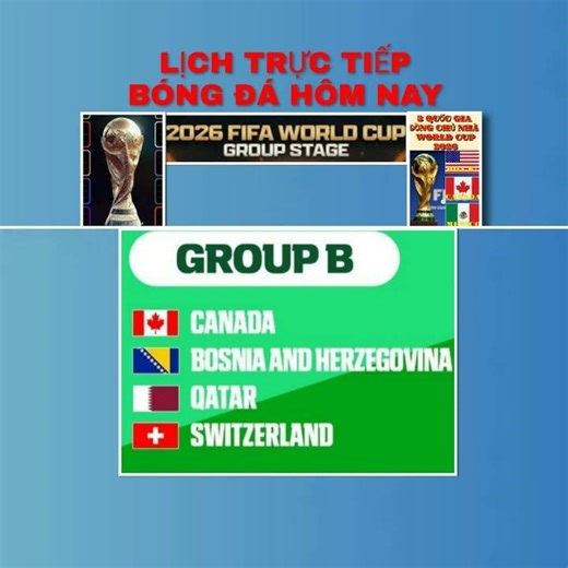 Bảng B World cup 2026: lịch trực tiếp Bảng B World cup 2026; trực tiếp bóng đá World cúp2026 hôm nay