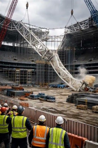 Construction Fails: Massive Stadium Roof Domino Collapse Caught on iPhone #constructionfails