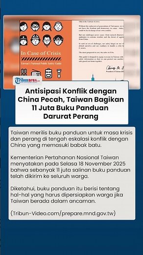 Taiwan Edarkan 11 Juta Buku Panduan Darurat Perang Lawan China, Warga Diminta Antisipasi Masa Kritis