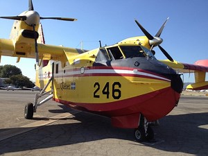 County Fire Dept. Demonstrates 'Super Scooper' Aircraft as Fire Season Opens